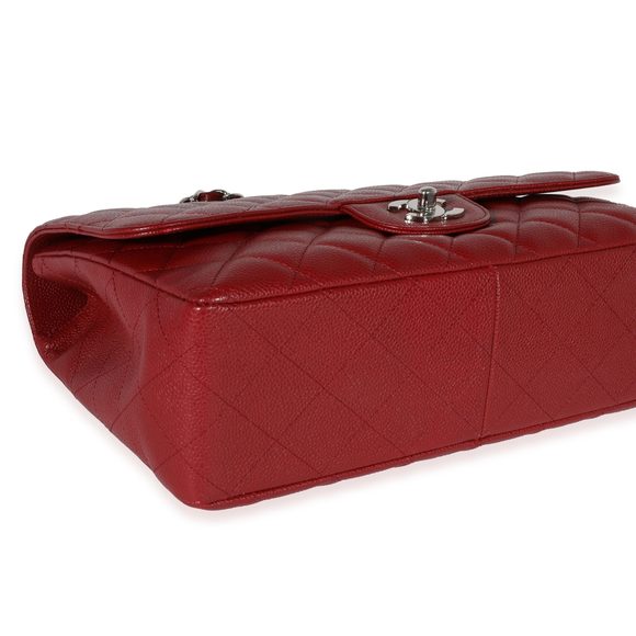 Chanel Red Quilted Caviar Jumbo Classic Single Flap Bag - Picture 6 of 8